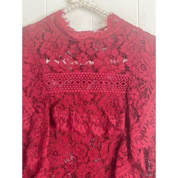 Nicholas Jasper Frill Top in Burgendy Lace Size 4 - Picture 7 of 12